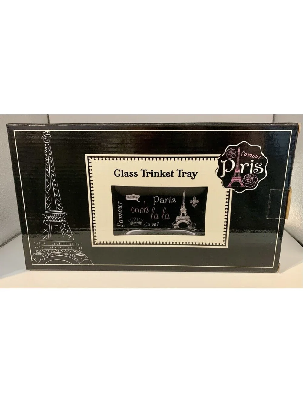 F.A.B StarPoint l’amour Paris Glass Trinket Tray NEW IN BOX JEWELRY KEYS 🎁